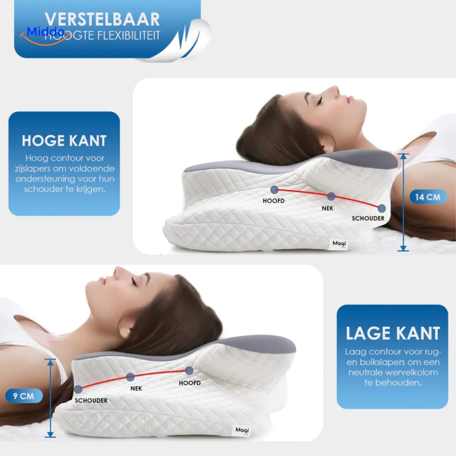 NeckRest Kissen mit multifunktionaler Position für Nackenstütze www.middo.nl