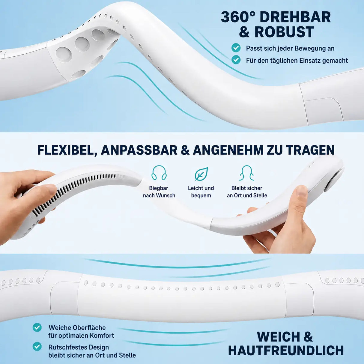 NekFan - Tragbarer Aufladbarer Nackenventilator für Direkte Kühlung – Ansicht 8
