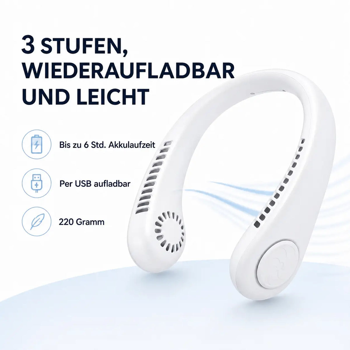 NekFan - Tragbarer Aufladbarer Nackenventilator für Direkte Kühlung – Ansicht 6