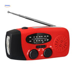Rote SolarPower Pro Multifunktions-Notradio mit Taschenlampe, Powerbank und Handkurbel – ideal für Notfälle