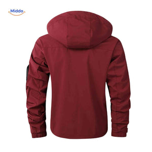 NordGuard bordeauxrote wasserdichte Herren-Outdoorjacke mit Kapuze und Ärmeltasche