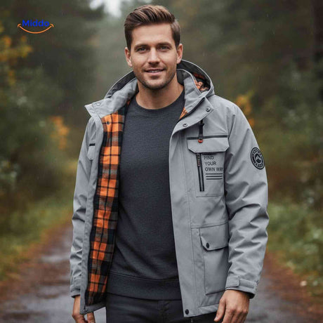 NordGuard dunkelgrüne Herren-Winterparka mit Kapuze und Eingrifftaschen