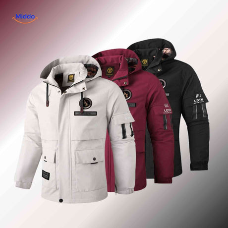 NordGuard Herren-Winterjacken-Set in Beige, Bordeaux und Schwarz mit Kapuze