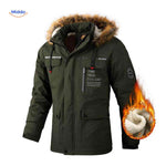 NordGuard armeegrüne wasserdichte Herren-Winterjacke mit Kapuze und Pattentaschen