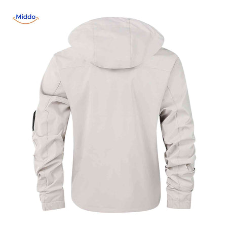 NordGuard hellbeige wasserabweisende Herren-Winterjacke mit Kapuze und elastischen Bündchen