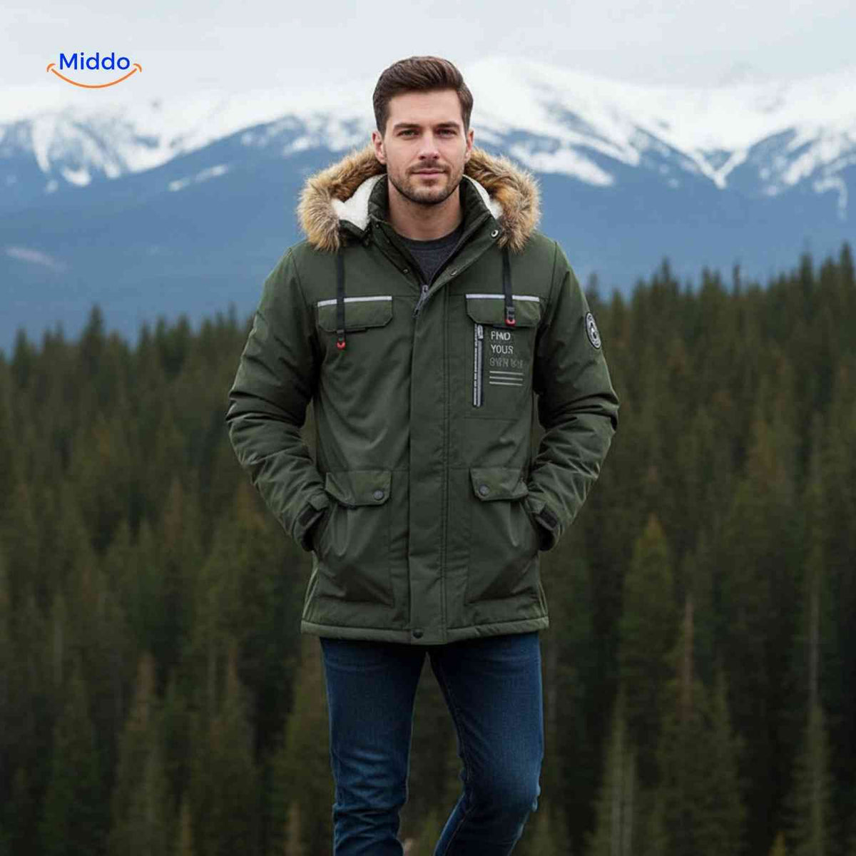 NordGuard hellgraue wasserabweisende Herren-Outdoorjacke mit Reißverschlusstaschen und Futter