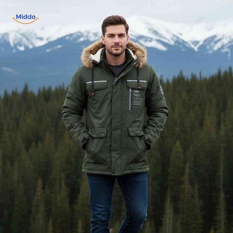 NordGuard hellgraue wasserabweisende Herren-Outdoorjacke mit Reißverschlusstaschen und Futter