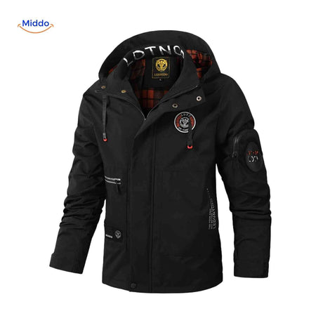 NordGuard schwarze wasserdichte Herren-Winterjacke mit Kapuze und Ärmeltasche