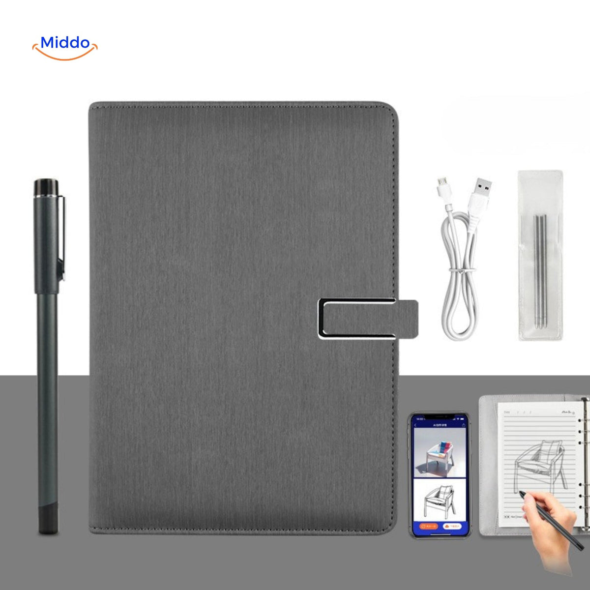 NoteSync Smart Pen luxuriöses Notizbuch mit digitalem Stift www.middo.de