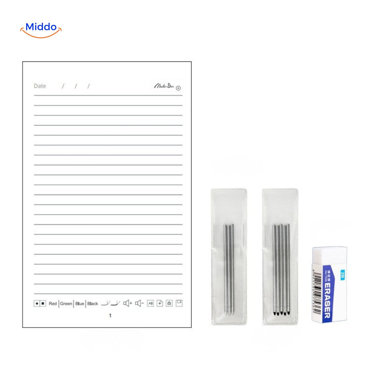 NoteSync Smart Pen nachfüllbare Schreibblätter Radiergummis www.middo.de