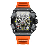 ONOLA Chronograph-Uhr mit orangefarbenem Armband