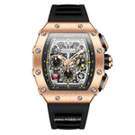 ONOLA Uhr mit roségoldenem Gehäuse und schwarzem Band