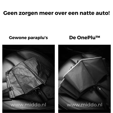 Vergleich von herkömmlichen Regenschirmen und OnePlu Regenschirmen ohne nassen Auto-Innenraum