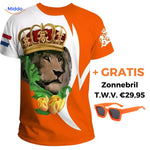 Option 3 orange T-Shirt mit gratis Die Orange Sonnenbrille www.middo.nl