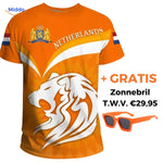 Option 7 orange T-Shirt mit kostenloser Oranje Sonnenbrille www.middo.nl