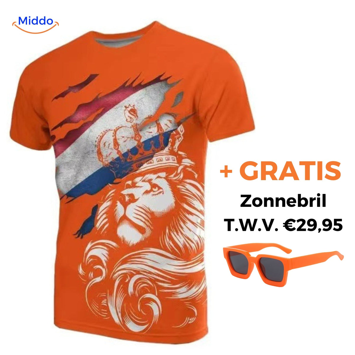 Option 8 oranges T-Shirt mit kostenloser orange Sonnenbrille