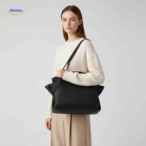 AllesTasche Damen-Schultertasche aus Leder mit Schleifendetail