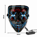 PhantomGlow Maske – Abmessungen des blauen LED-Maskenmodells – www.middo.de