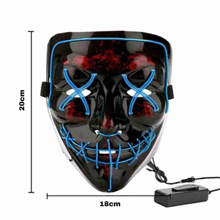 PhantomGlow Maske – Abmessungen des blauen LED-Maskenmodells – www.middo.de