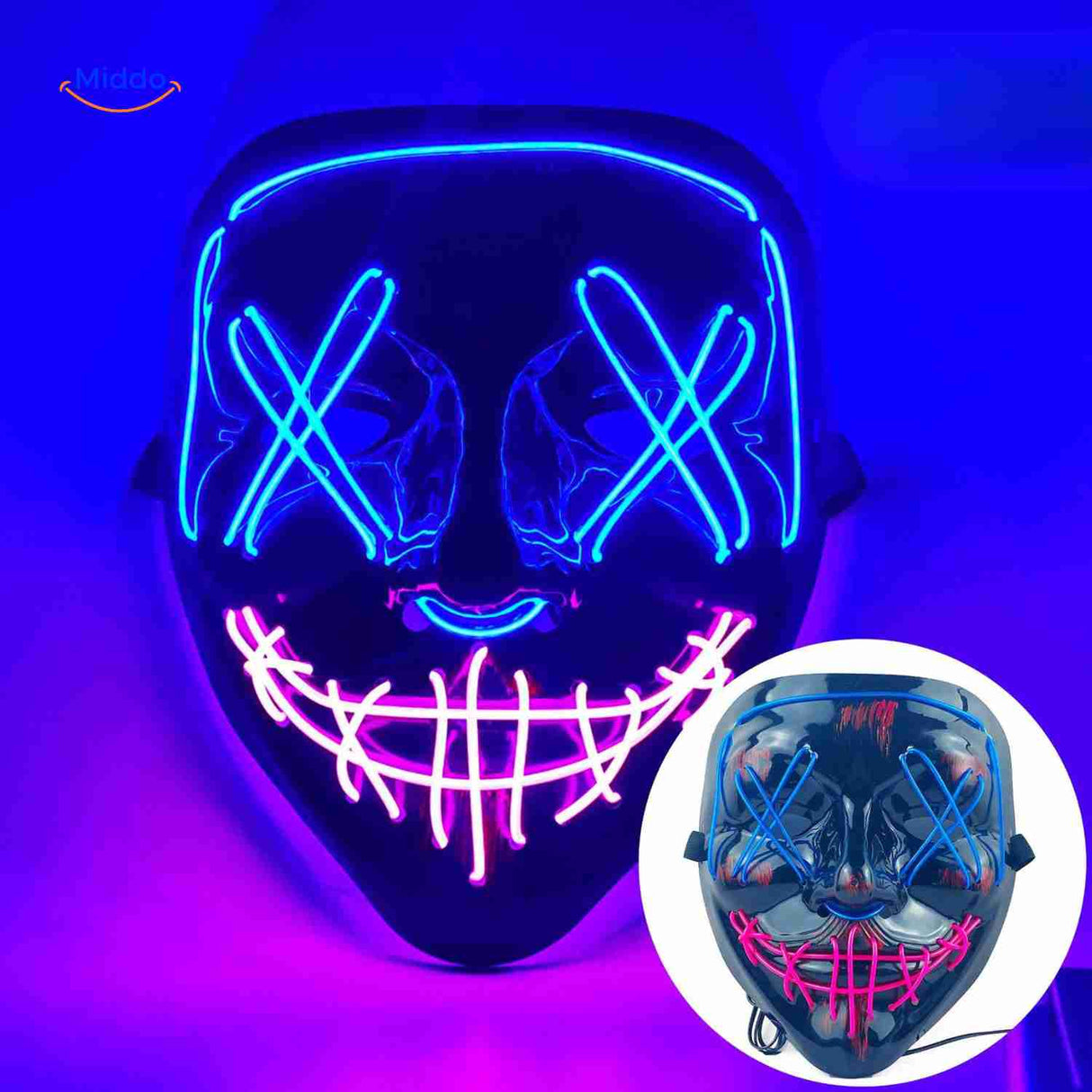 PhantomGlow Maske in Blau, Lila und Rosa - LED-Maske für strahlende Haut | www.middo.de