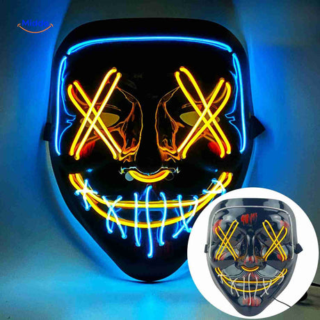 PhantomGlow Maske gelb-blau LED-Maske | www.middo.de