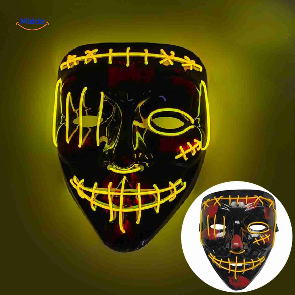 PhantomGlow Maske Gelb LED-Maske www.middo.de