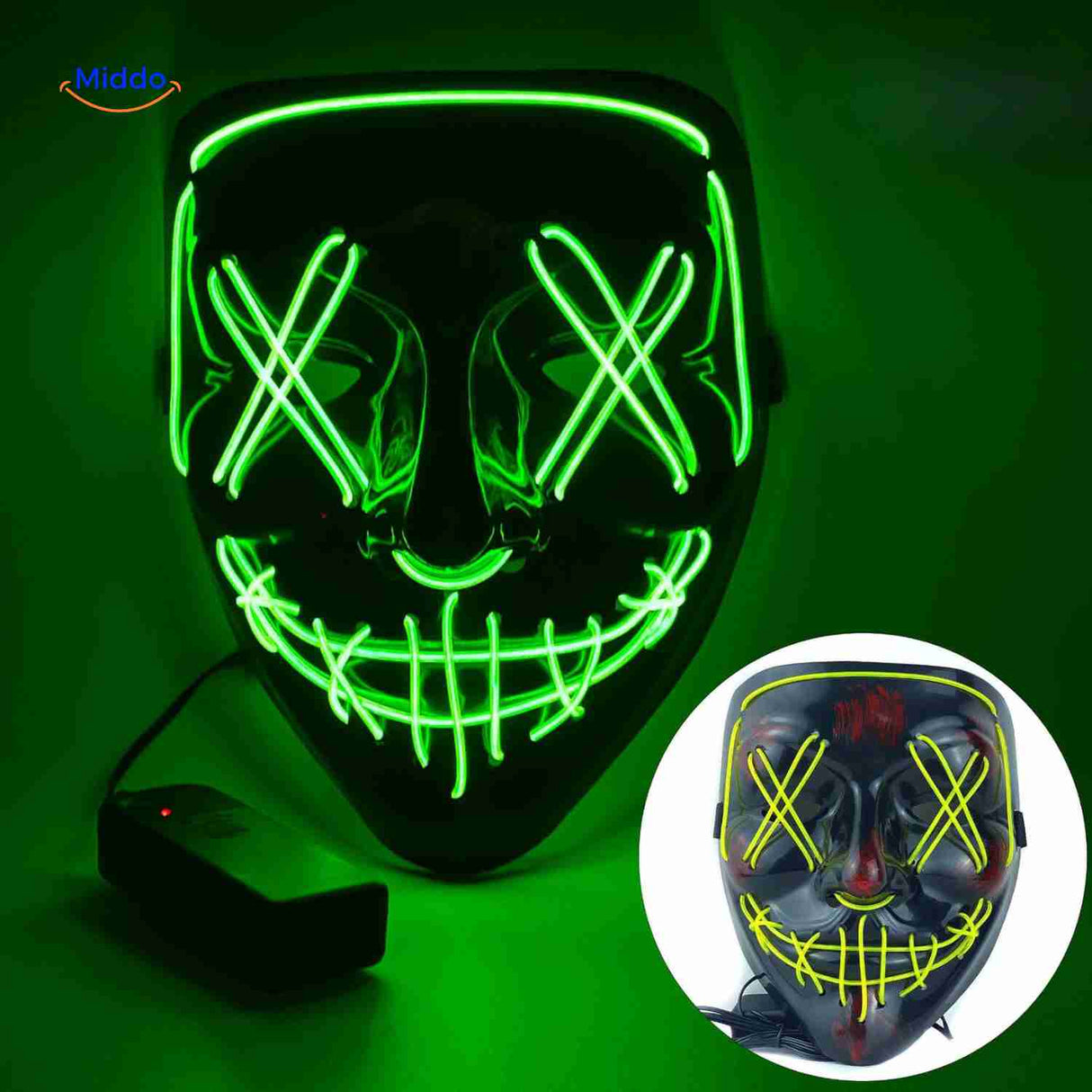 PhantomGlow Maske – Grünes LED-Maskenlicht von www.middo.de