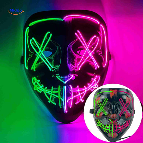 PhantomGlow Maske in Grün, Lila und Rosa – LED-Maske kaufen auf www.middo.de