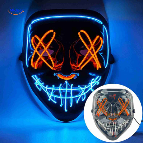 PhantomGlow Maske – Orange Blau LED-Maske | www.middo.de