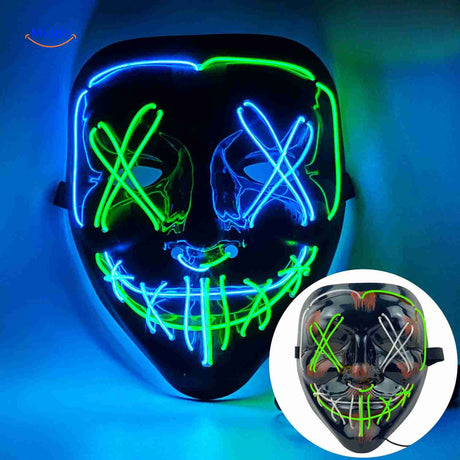 PhantomGlow Maske in Lila-Blau - LED Gesichtsmaske von