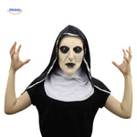 Phantora Nun Maske mit gruseligem Look und erhobenen Händen – verfügbar auf www.middo.de