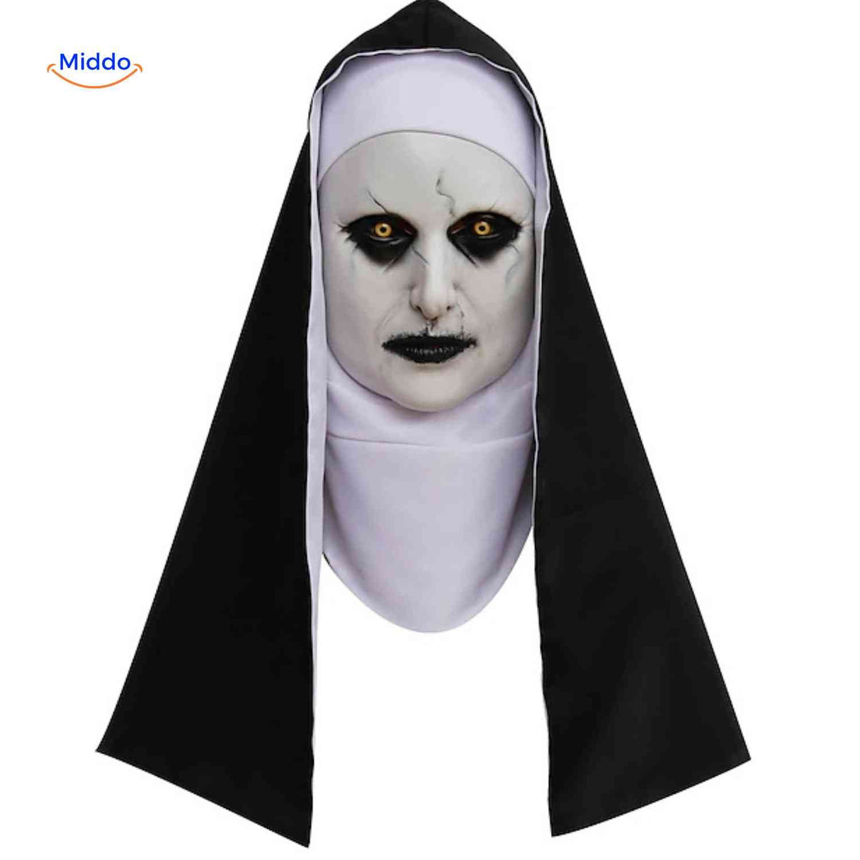 Phantora Nun Maske - Für einen realistischen Horror-Look Entdecken Sie die Phantora Nun Maske und verwandeln Sie sich in eine schaurige Nonne für Ihr nächstes Halloween-Event oder Ihre Kostümparty. Diese detailverliebte Maske sorgt garantiert für Aufsehen! Besuchen Sie uns auf für mehr Informationen