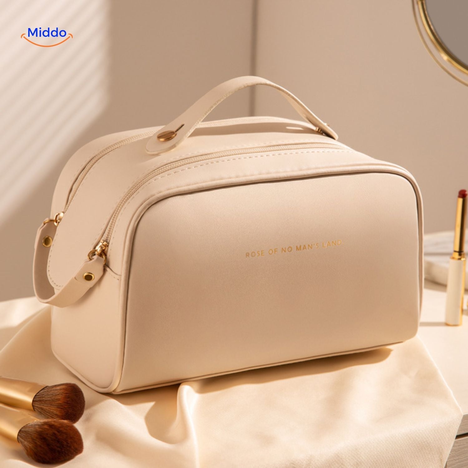 PillowPro Reisetasche Beige Make-up Tasche www.middo.nl