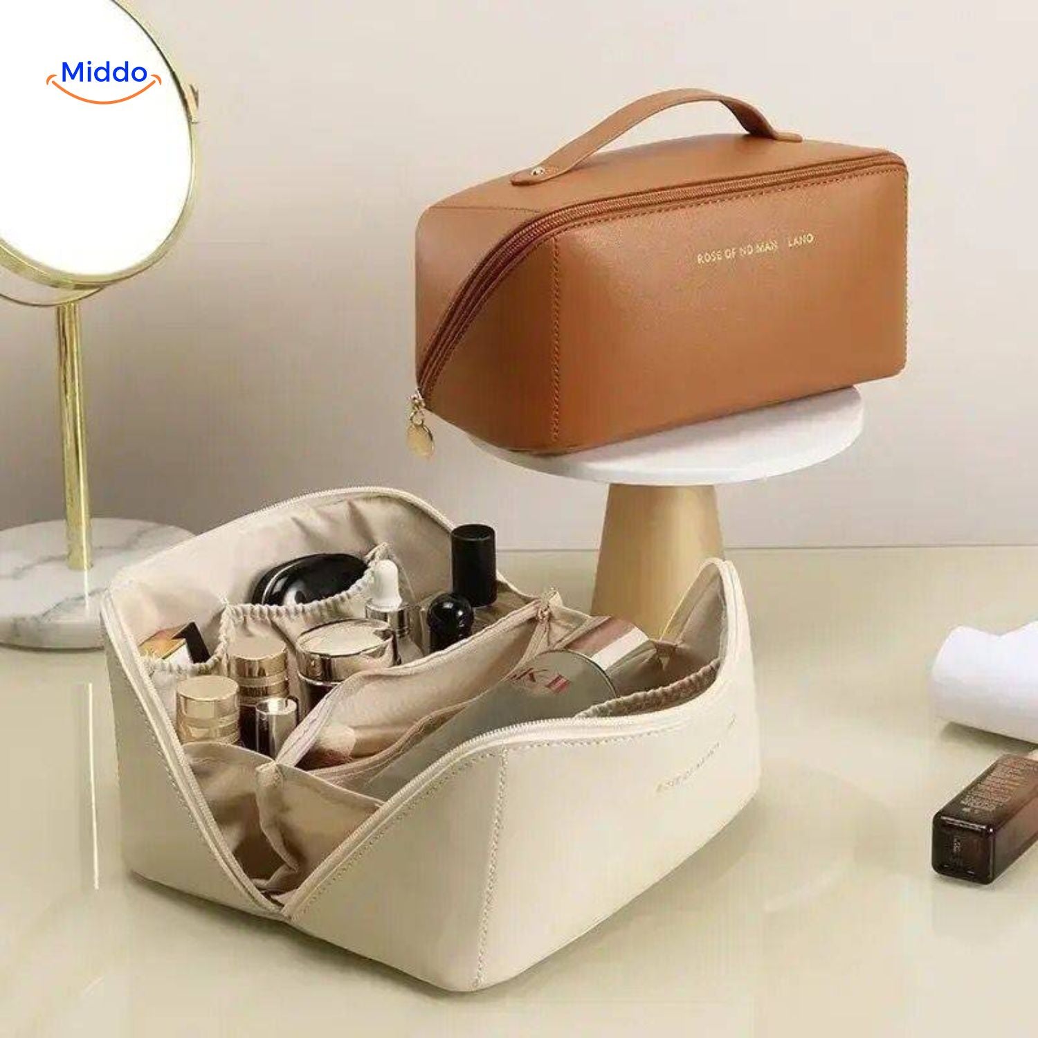 PillowPro Kosmetiktasche organisiert hellbeige www.middo.nl