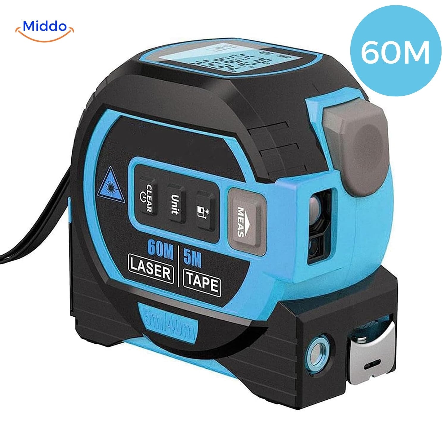 ProMeasure Digitale Laser-Messgerät Blau Starker Laser 3-in-1 bis 60m Reichweite mit Kreuzlinienlaser - www.middo.de