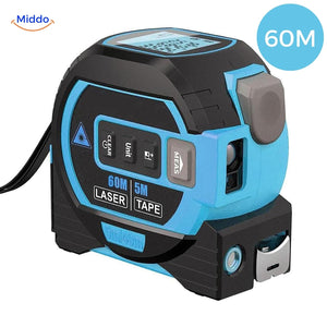 ProMeasure Digitale Laser-Messgerät Blau Starker Laser 3-in-1 bis 60m Reichweite mit Kreuzlinienlaser - www.middo.de