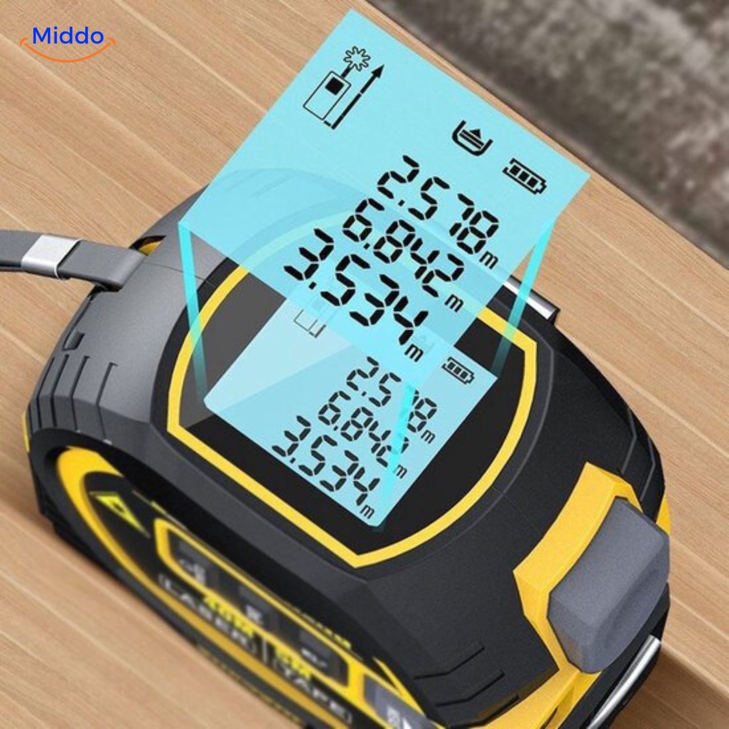 ProMeasure Digitale Lasermaßband mit Display - 3-in-1 bis 60m Reichweite - www.middo.nl