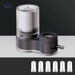 PureFlow Wasserhahn blau mit weißem Filter und chromiertem Teil www.middo.nl