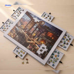 PuzzleNest Puzzlebrett mit ausziehbaren Schubladen und Puzzle