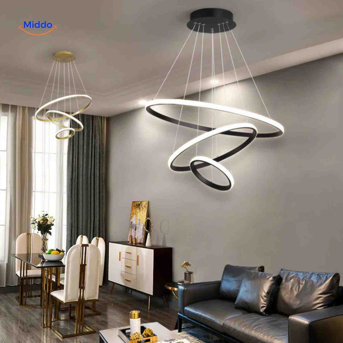 Moderne LED-Hängelampe im Ringdesign für Salon und Esszimmer - www.middo.de