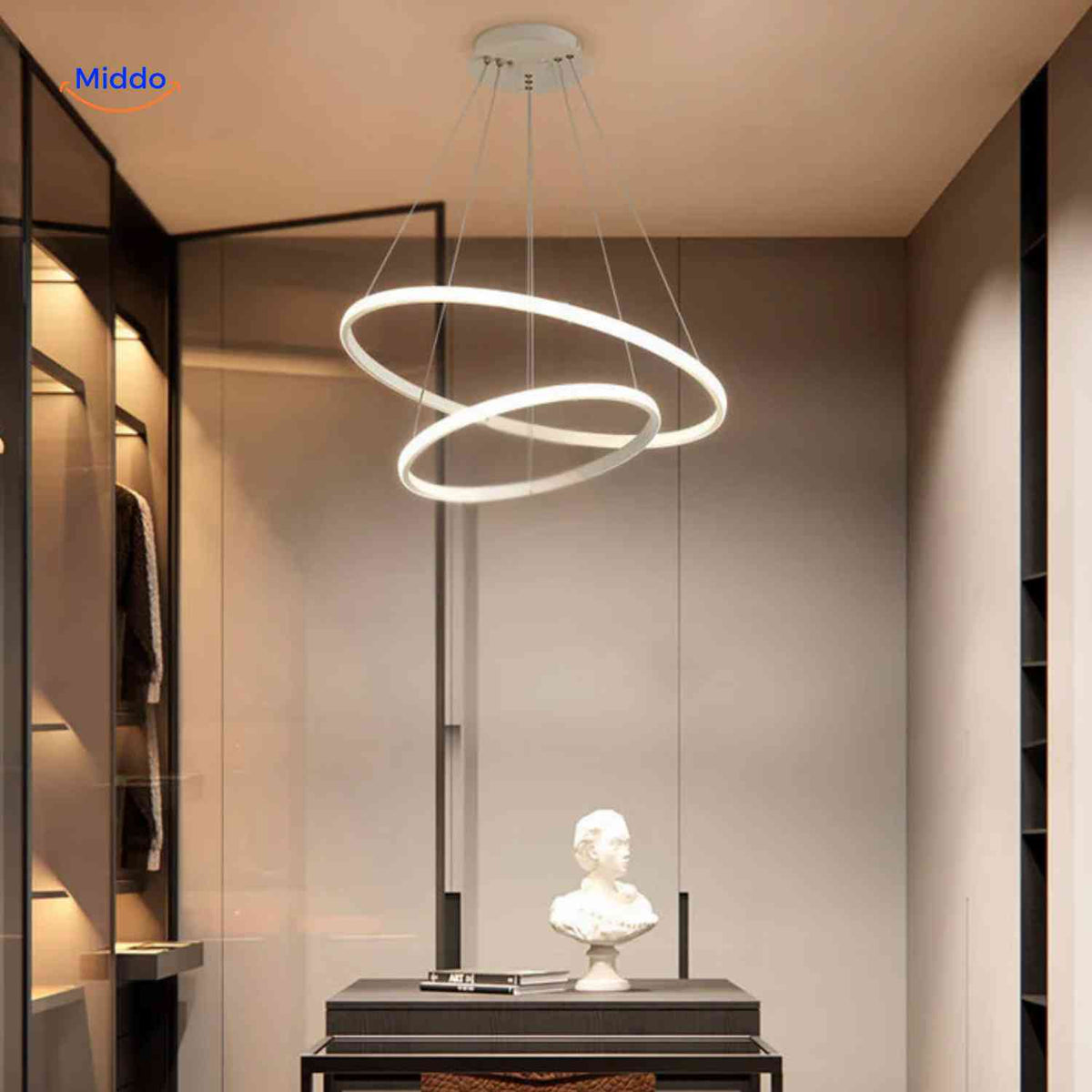Moderne LED-Hängelampe mit zwei Ringen – Design Ring Kronleuchter | www.middo.de
