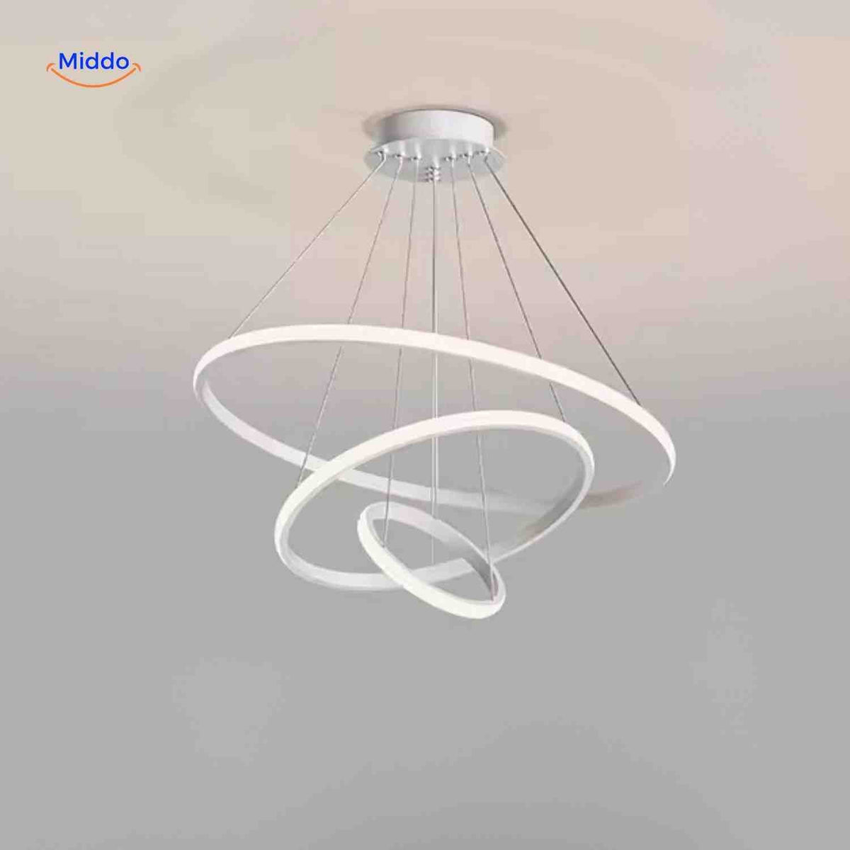 Ring-Kronleuchter Lampe in Weiß - Moderne LED-Hängelampe mit Ringen | www.middo.de