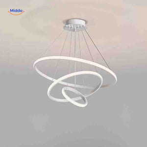 Ring-Kronleuchter Lampe in Weiß - Moderne LED-Hängelampe mit Ringen | www.middo.de