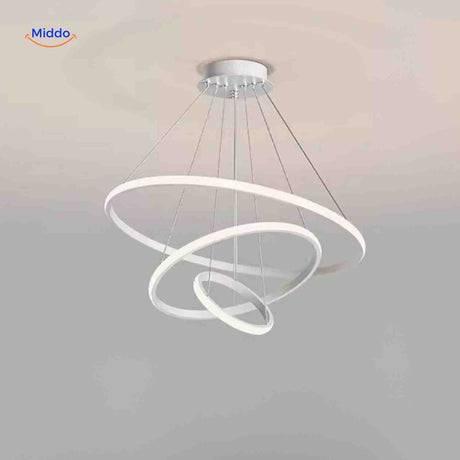 Ring-Kronleuchter Lampe in Weiß - Moderne LED-Hängelampe mit Ringen | www.middo.de