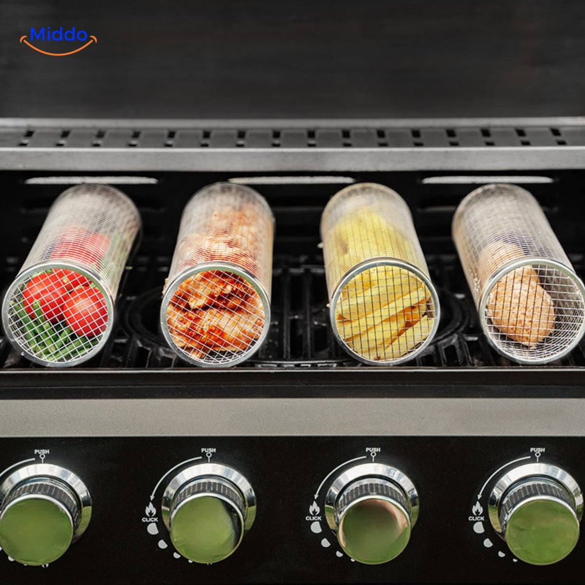 Gemüse gegrillt im RollingGrill™ Korb auf dem Grill