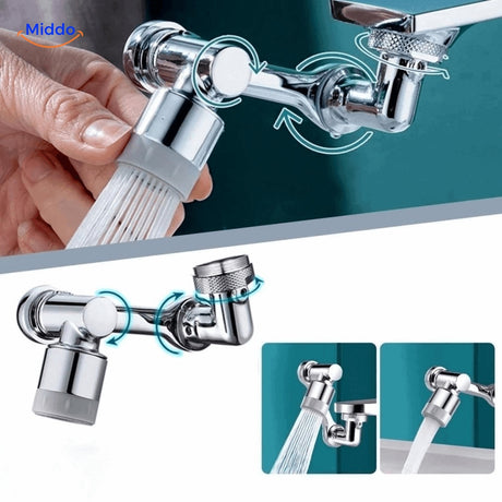 Produktfoto des drehbaren Wasserhahns mit Drehmöglichkeiten