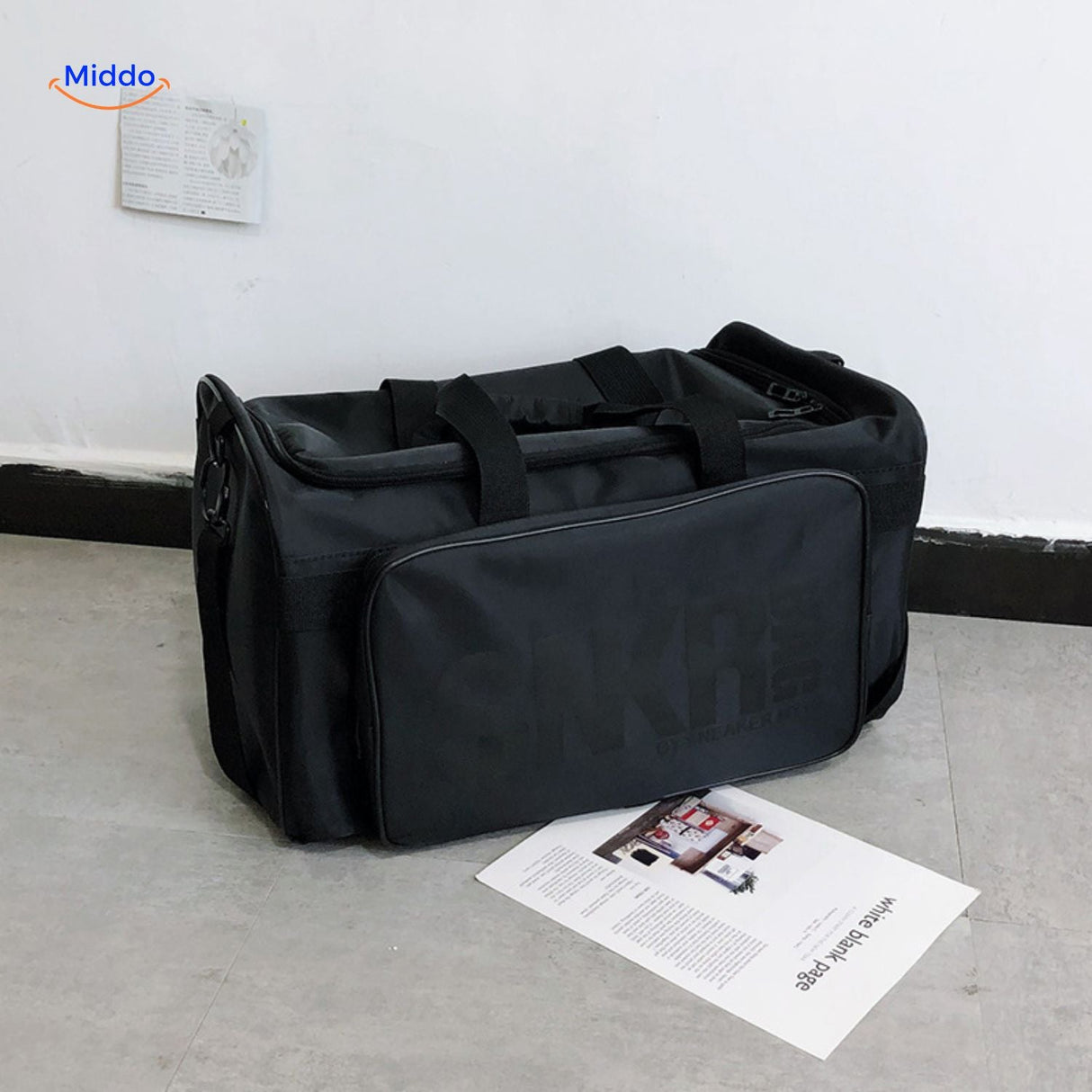 SNKRPro Tasche schwarz mit hellgrauem Text