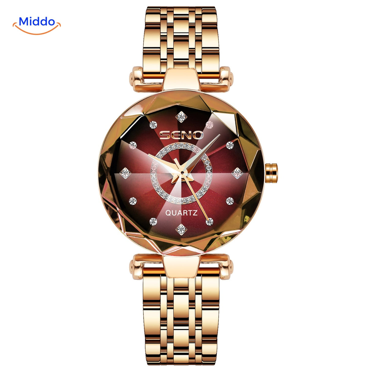 Seno Elegance Damenuhr Edelstahl Goldrot