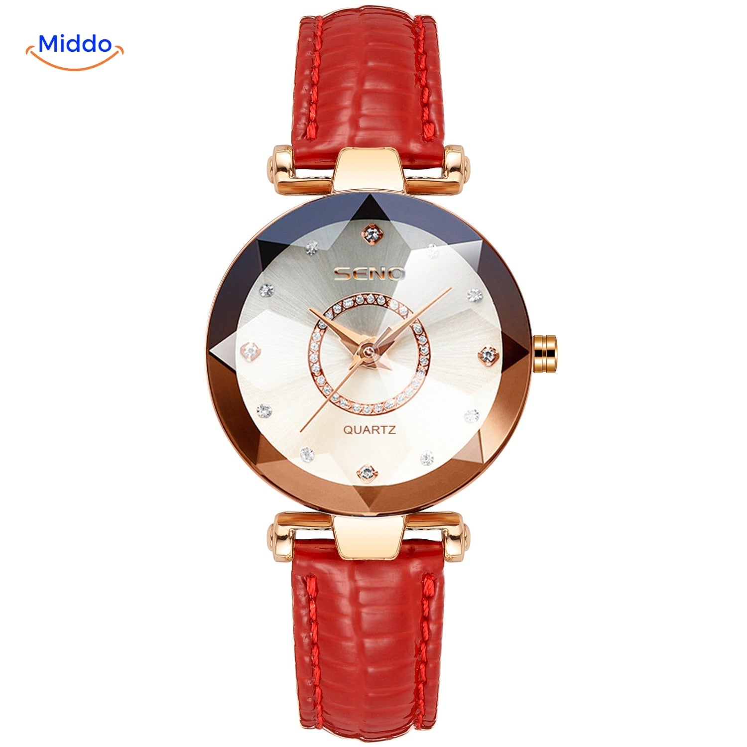 Seno Elegance Damenuhr Stahl RotRosegold Middo.nl