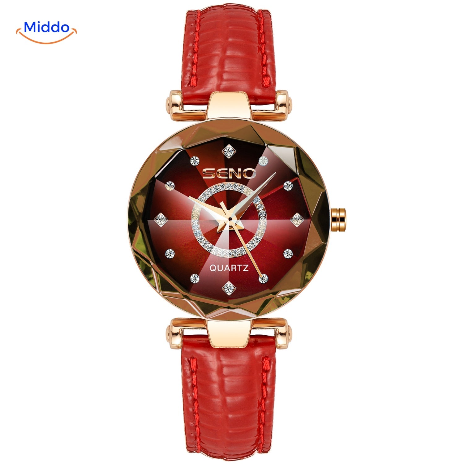 Seno Elegance Damenarmbanduhr Stahlrot Middo.nl